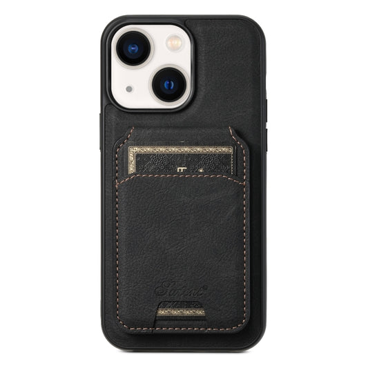 For iPhone 13 Suteni H17 Litchi Texture Leather MagSafe Detachable Wallet Phone Case(Black) - iPhone 13 Cases by Suteni | Online Shopping South Africa | PMC Jewellery | Buy Now Pay Later Mobicred