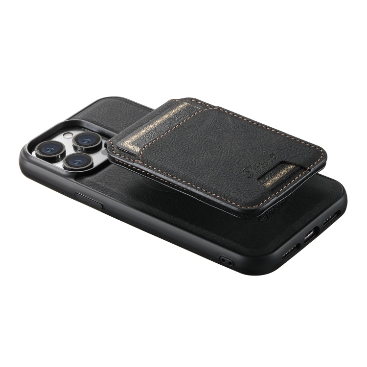 For iPhone 13 Suteni H17 Litchi Texture Leather MagSafe Detachable Wallet Phone Case(Black) - iPhone 13 Cases by Suteni | Online Shopping South Africa | PMC Jewellery | Buy Now Pay Later Mobicred