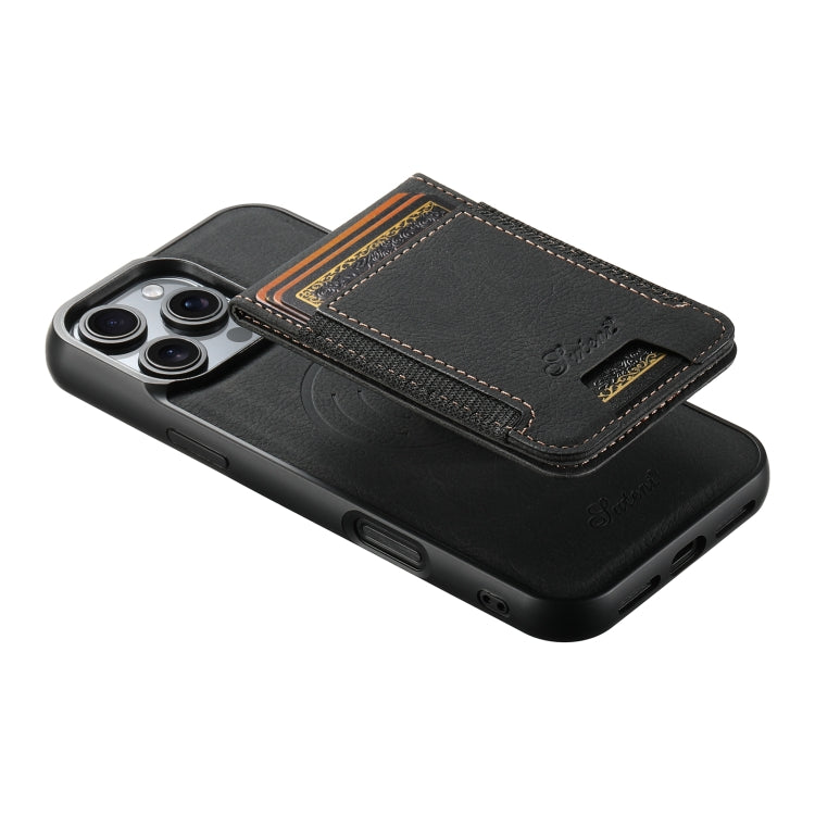 For iPhone 16 Pro Suteni H17 Litchi Texture Leather MagSafe Detachable Wallet Phone Case(Black) - iPhone 16 Pro Cases by Suteni | Online Shopping South Africa | PMC Jewellery | Buy Now Pay Later Mobicred