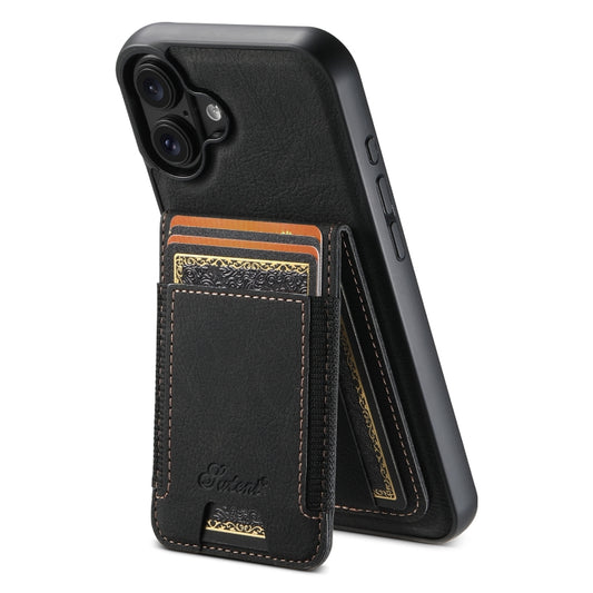 For iPhone 16 Plus Suteni H17 Litchi Texture Leather MagSafe Detachable Wallet Phone Case(Black) - iPhone 16 Plus Cases by Suteni | Online Shopping South Africa | PMC Jewellery | Buy Now Pay Later Mobicred