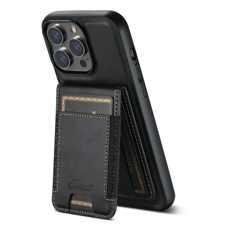 For iPhone 15 Pro Suteni H17 Oil Eax Leather MagSafe Detachable Wallet Phone Case(Black) - iPhone 15 Pro Cases by Suteni | Online Shopping South Africa | PMC Jewellery | Buy Now Pay Later Mobicred