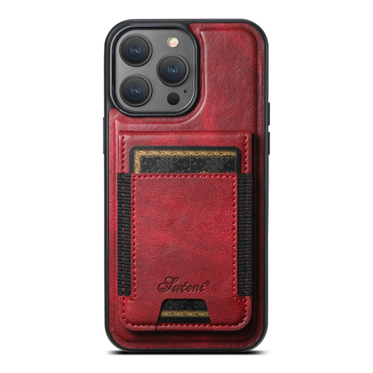 For iPhone 14 Pro Max Suteni H17 Oil Eax Leather MagSafe Detachable Wallet Phone Case(Red) - iPhone 14 Pro Max Cases by Suteni | Online Shopping South Africa | PMC Jewellery | Buy Now Pay Later Mobicred