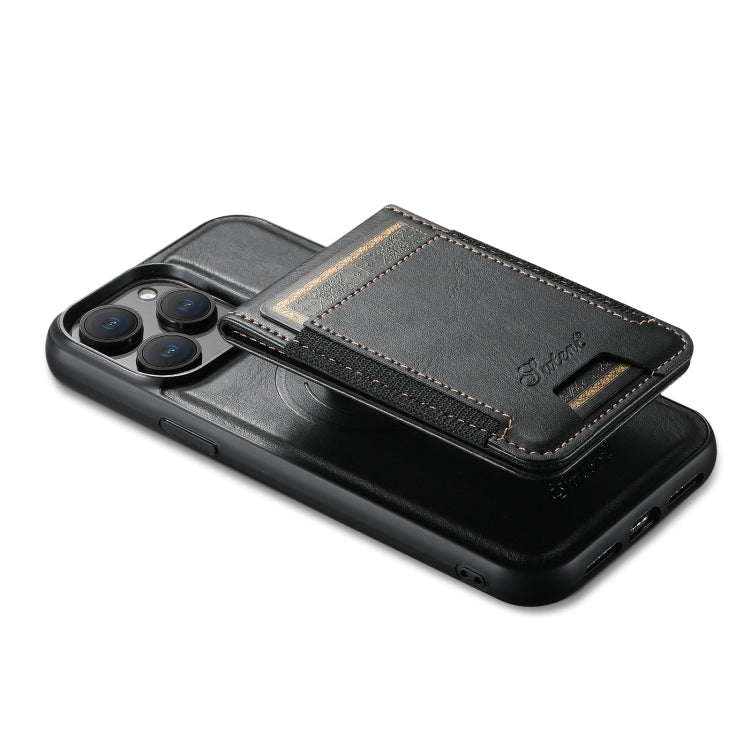 For iPhone 12 Pro Max Suteni H17 Oil Eax Leather MagSafe Detachable Wallet Phone Case(Black) - iPhone 12 Pro Max Cases by Suteni | Online Shopping South Africa | PMC Jewellery | Buy Now Pay Later Mobicred