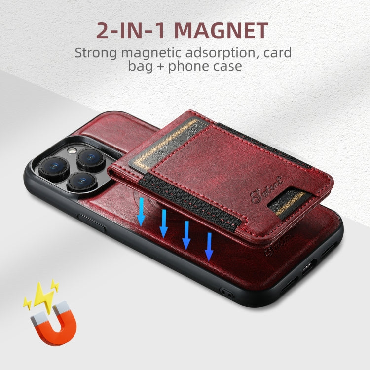 For iPhone 16 Plus Suteni H17 Oil Eax Leather MagSafe Detachable Wallet Phone Case(Red) - iPhone 16 Plus Cases by Suteni | Online Shopping South Africa | PMC Jewellery | Buy Now Pay Later Mobicred