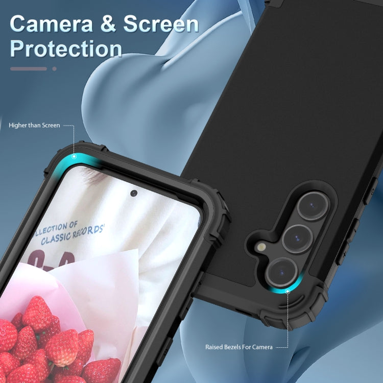 For Samsung Galaxy S24 5G 3 in 1 Silicone Hybrid PC Shockproof Phone Case(Black) - Galaxy S24 5G Cases by PMC TechLife | Online Shopping South Africa | PMC TechLife