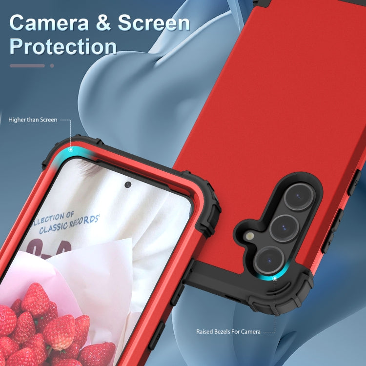 For Samsung Galaxy S24 5G 3 in 1 Silicone Hybrid PC Shockproof Phone Case(Red) - Galaxy S24 5G Cases by PMC Jewellery | Online Shopping South Africa | PMC Jewellery