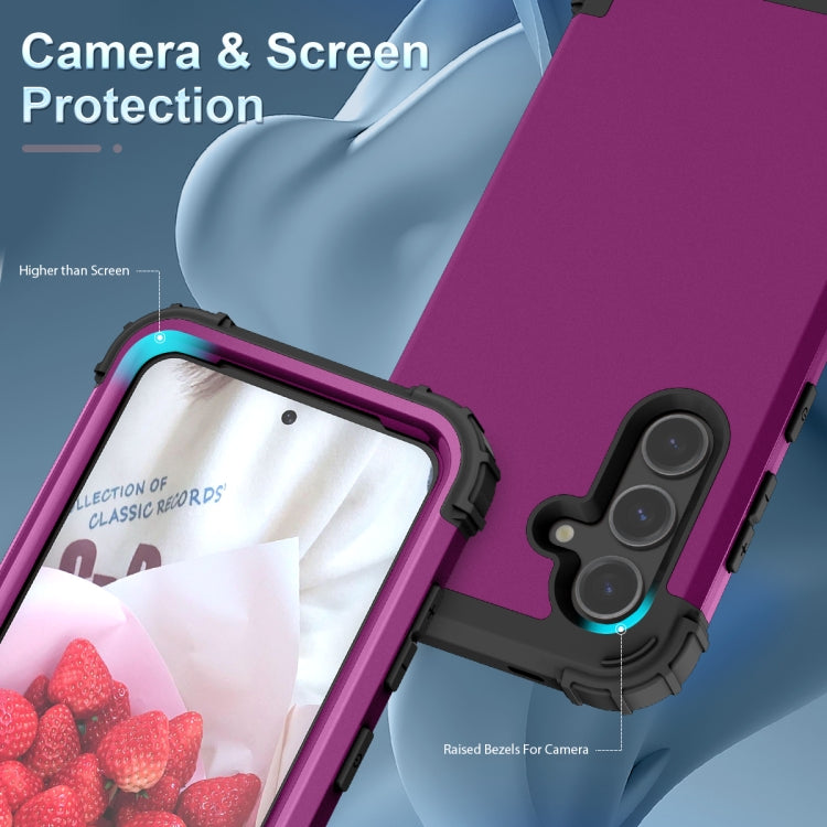 For Samsung Galaxy S24+ 5G 3 in 1 Silicone Hybrid PC Shockproof Phone Case(Dark Purple) - Galaxy S24+ 5G Cases by PMC Jewellery | Online Shopping South Africa | PMC Jewellery