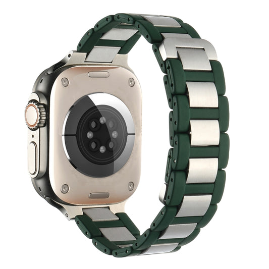 For Apple Watch SE 2022 40mm Rubber Stainless Steel Magnetic Watch Band(Green+Silver) - Watch Bands by PMC Jewellery | Online Shopping South Africa | PMC Jewellery