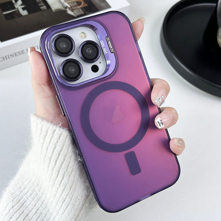 For iPhone 14 Pro Max MagSafe Lens Holder PC Hybrid TPU Phone Case(Purple) - iPhone 14 Pro Max Cases by PMC Jewellery | Online Shopping South Africa | PMC Jewellery