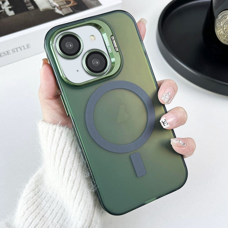 For iPhone 15 Plus MagSafe Lens Holder PC Hybrid TPU Phone Case(Green) - iPhone 15 Plus Cases by PMC Jewellery | Online Shopping South Africa | PMC Jewellery