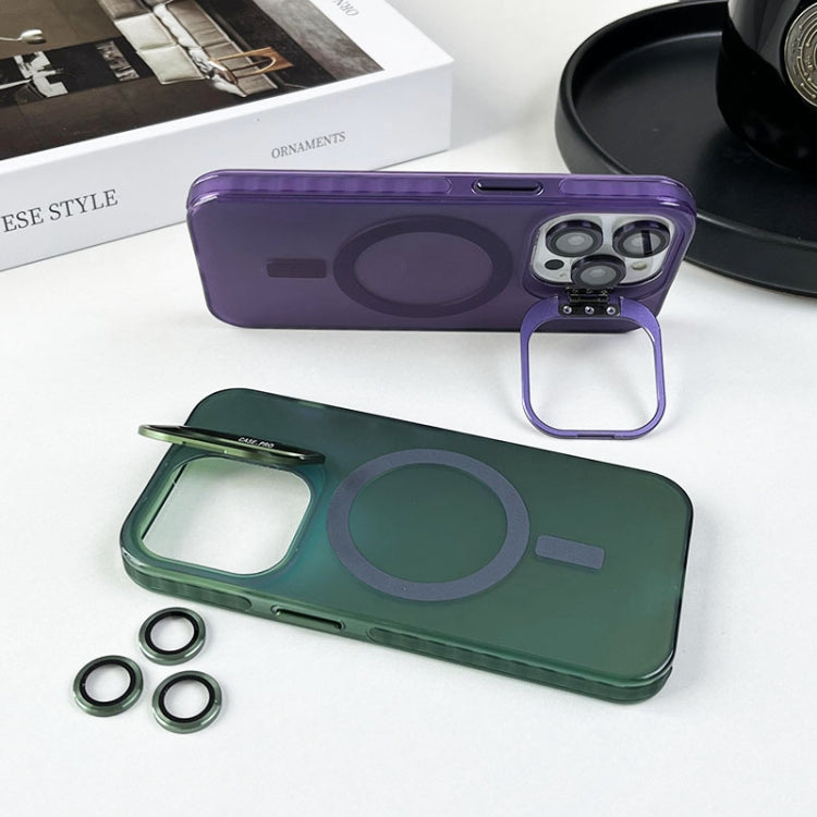 For iPhone 14 Pro Max MagSafe Lens Holder PC Hybrid TPU Phone Case(Purple) - iPhone 14 Pro Max Cases by PMC Jewellery | Online Shopping South Africa | PMC Jewellery