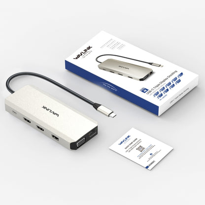 WAVLINK WL-UMD301 12 in 1 Multi-port Adapter 2*HDMI+1*VGA Triple Display USB-C Hub Dock - USB HUB by WAVLINK | Online Shopping South Africa | PMC Jewellery | Buy Now Pay Later Mobicred