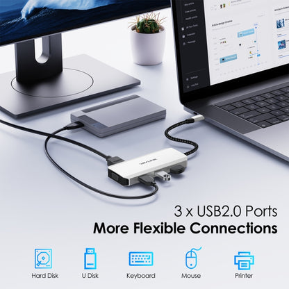 WAVLINK WL-UMD307 Type-C to 2DP + 4K HD + VGA + 3 x USB2.0 HUB Docking Station - USB HUB by WAVLINK | Online Shopping South Africa | PMC Jewellery | Buy Now Pay Later Mobicred