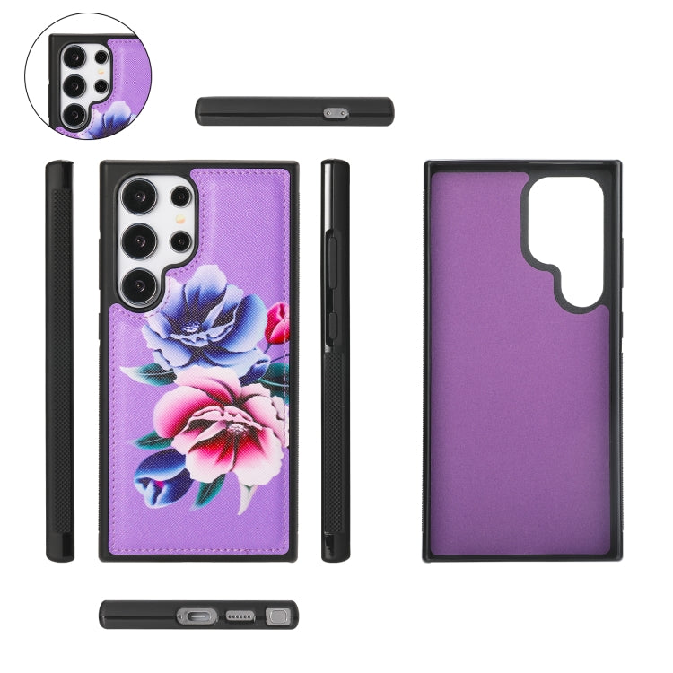 For Samsung Galaxy S24 5G Flower Multi-functional Crossbody Zipper Wallet Leather Phone Case(Purple) - Galaxy S24 5G Cases by PMC Jewellery | Online Shopping South Africa | PMC Jewellery | Buy Now Pay Later Mobicred