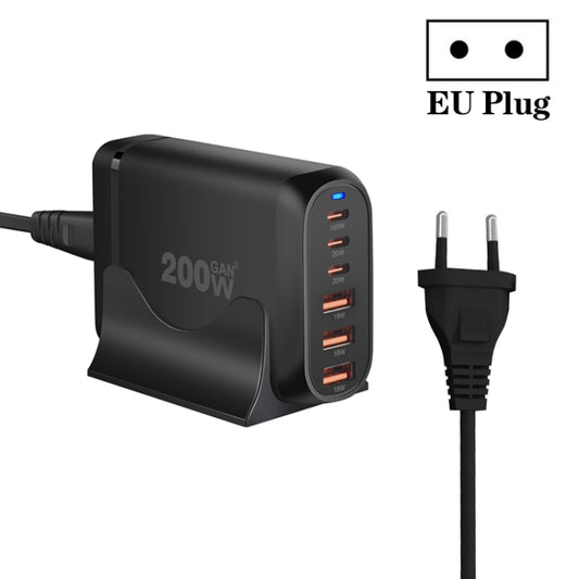 GaN PD100W Type-C x 3 + USB x 3 Multi Port Laptop Adapter, Plug Size:EU Plug - Universal Power Adapter by PMC Jewellery | Online Shopping South Africa | PMC Jewellery | Buy Now Pay Later Mobicred