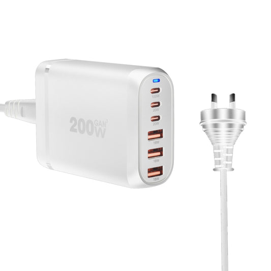 GaN PD100W Type-C x 3 + USB x 3 Multi Port Laptop Adapter, White, Plug Size:AU Plug - Universal Power Adapter by PMC Jewellery | Online Shopping South Africa | PMC Jewellery | Buy Now Pay Later Mobicred