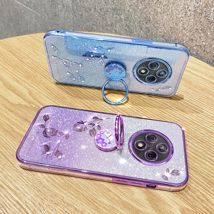 For OPPO A3 Pro Gradient Glitter Immortal Flower Ring All-inclusive Phone Case(Blue) - OPPO Cases by PMC Jewellery | Online Shopping South Africa | PMC Jewellery | Buy Now Pay Later Mobicred