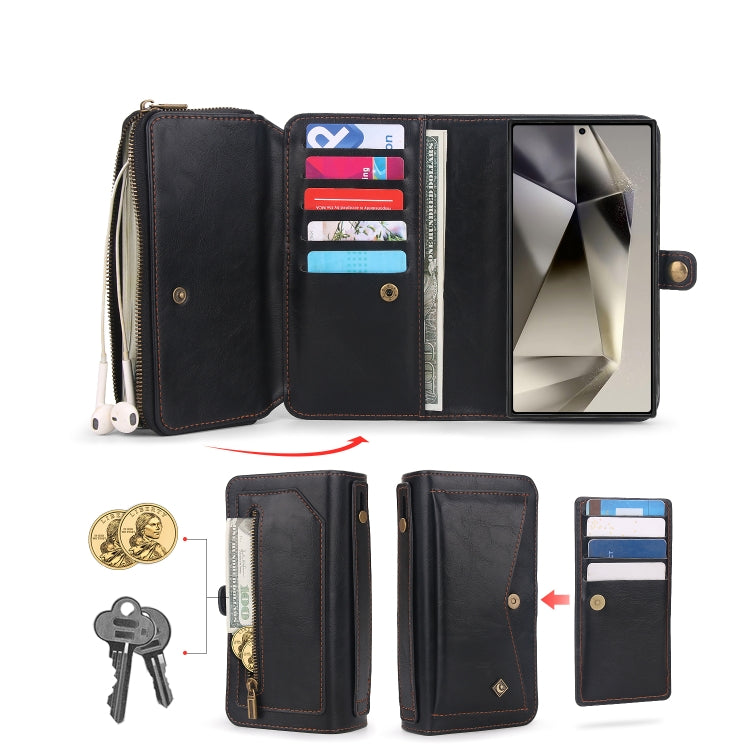 For Samsung Galaxy S24 Ultra 5G Multi-functional Zipper Wallet Leather Phone Case(Black) - Galaxy S24 Ultra 5G Cases by PMC Jewellery | Online Shopping South Africa | PMC Jewellery | Buy Now Pay Later Mobicred