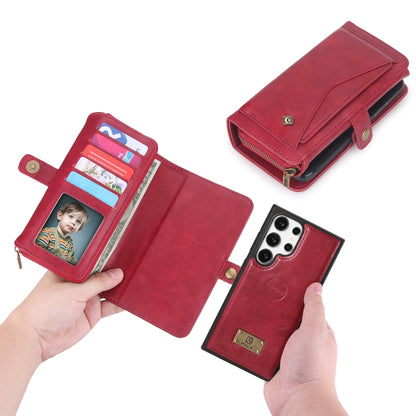 For Samsung Galaxy S24 Ultra 5G Multi-functional Zipper Wallet Leather Phone Case(Red) - Galaxy S24 Ultra 5G Cases by PMC Jewellery | Online Shopping South Africa | PMC Jewellery | Buy Now Pay Later Mobicred