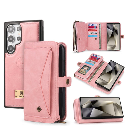 For Samsung Galaxy S24 5G Multi-functional Zipper Wallet Leather Phone Case(Pink) - Galaxy S24 5G Cases by PMC Jewellery | Online Shopping South Africa | PMC Jewellery | Buy Now Pay Later Mobicred