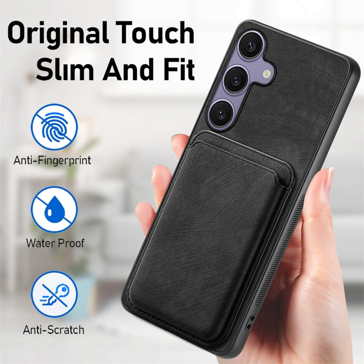 For Samsung Galaxy S25+ 5G Retro Leather Card Bag Magnetic Phone Case(Black) - Galaxy S25+ 5G Cases by PMC Jewellery | Online Shopping South Africa | PMC Jewellery | Buy Now Pay Later Mobicred