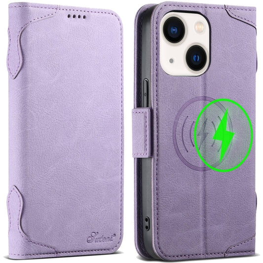 For iPhone 13 SUTENI J07 Multifunctional Horizontal Flip Magsafe Leather Phone Case(Purple) - iPhone 13 Cases by Suteni | Online Shopping South Africa | PMC Jewellery | Buy Now Pay Later Mobicred