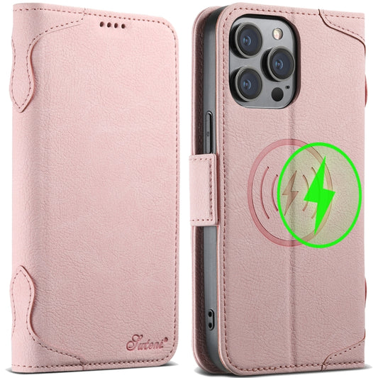 For iPhone 13 Pro SUTENI J07 Multifunctional Horizontal Flip Magsafe Leather Phone Case(Pink) - iPhone 13 Pro Cases by Suteni | Online Shopping South Africa | PMC Jewellery | Buy Now Pay Later Mobicred