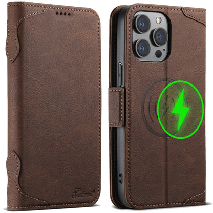 For iPhone 14 Pro SUTENI J07 Multifunctional Horizontal Flip Magsafe Leather Phone Case(Brown) - iPhone 14 Pro Cases by Suteni | Online Shopping South Africa | PMC Jewellery | Buy Now Pay Later Mobicred