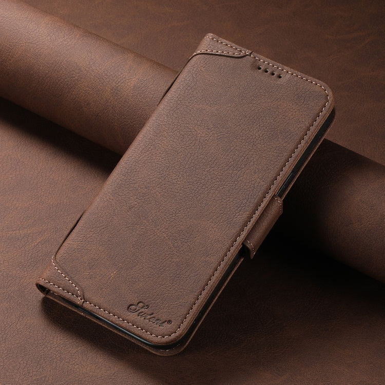 For iPhone 14 Pro SUTENI J07 Multifunctional Horizontal Flip Magsafe Leather Phone Case(Brown) - free shipping - PMC Jewellery - Order now!
