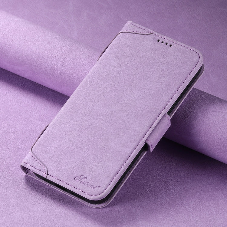 For iPhone 15 SUTENI J07 Multifunctional Horizontal Flip Magsafe Leather Phone Case(Purple) - iPhone 15 Cases by Suteni | Online Shopping South Africa | PMC Jewellery | Buy Now Pay Later Mobicred