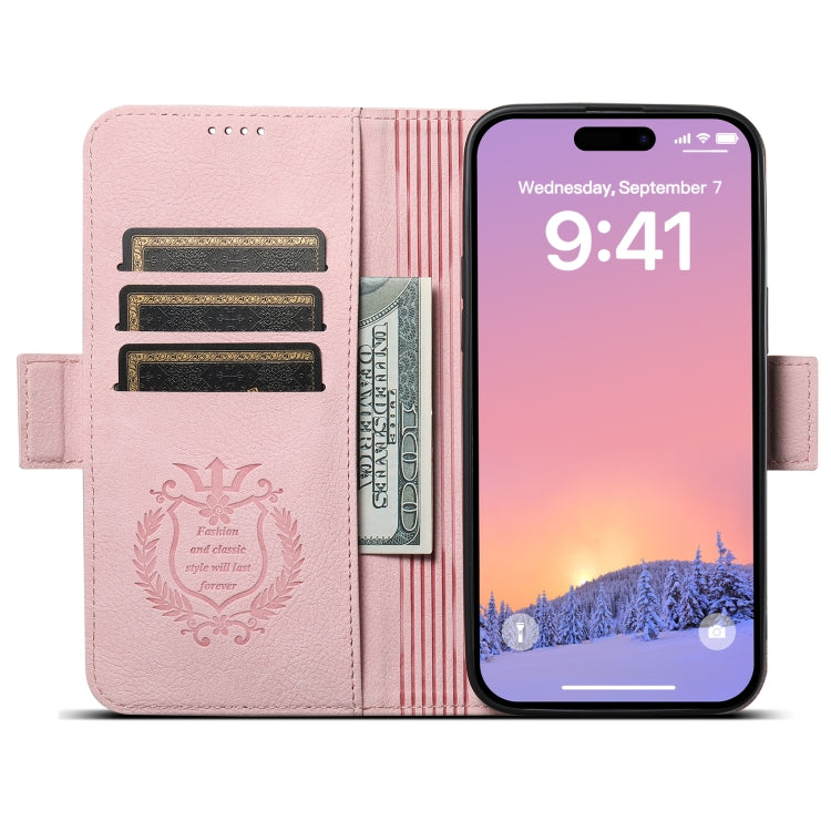 For iPhone 15 Pro SUTENI J07 Multifunctional Horizontal Flip Magsafe Leather Phone Case(Pink) - iPhone 15 Pro Cases by Suteni | Online Shopping South Africa | PMC Jewellery | Buy Now Pay Later Mobicred