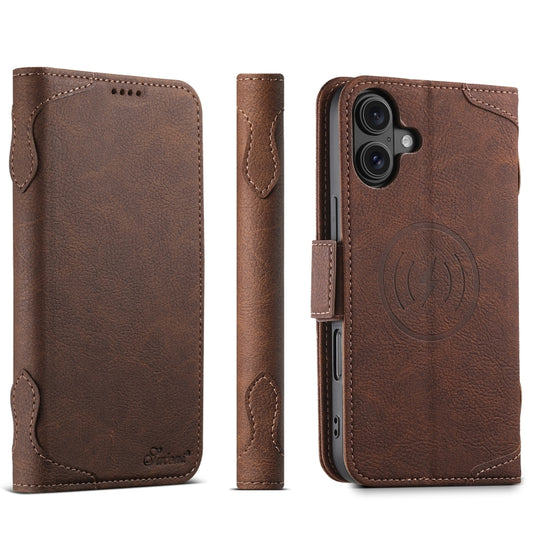 For iPhone 16 SUTENI J07 Multifunctional Horizontal Flip Magsafe Leather Phone Case(Brown) - iPhone 16 Cases by Suteni | Online Shopping South Africa | PMC Jewellery | Buy Now Pay Later Mobicred