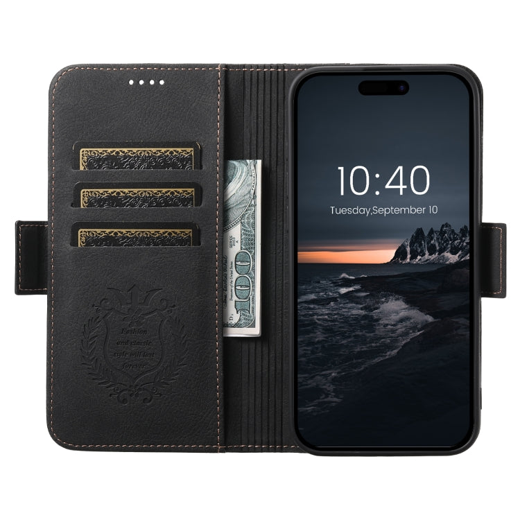 For iPhone 16 Plus SUTENI J07 Multifunctional Horizontal Flip Magsafe Leather Phone Case(Black) - iPhone 16 Plus Cases by Suteni | Online Shopping South Africa | PMC Jewellery | Buy Now Pay Later Mobicred