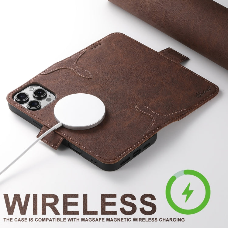 For iPhone 16 Plus SUTENI J07 Multifunctional Horizontal Flip Magsafe Leather Phone Case(Brown) - iPhone 16 Plus Cases by Suteni | Online Shopping South Africa | PMC Jewellery | Buy Now Pay Later Mobicred