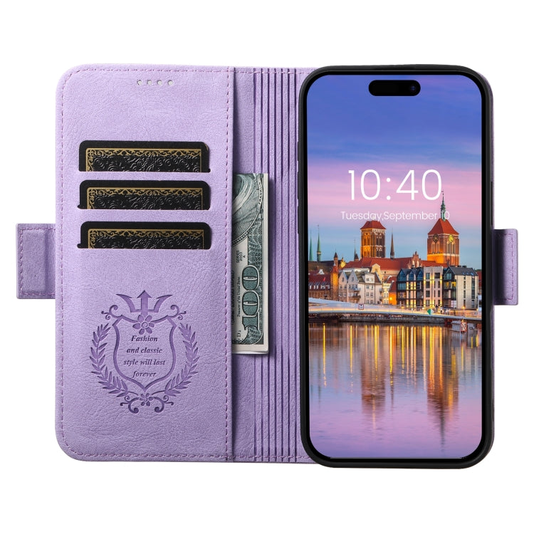 For iPhone 16 Plus SUTENI J07 Multifunctional Horizontal Flip Magsafe Leather Phone Case(Purple) - iPhone 16 Plus Cases by Suteni | Online Shopping South Africa | PMC Jewellery | Buy Now Pay Later Mobicred