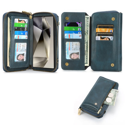 For Samsung Galaxy S24 Ultra 5G Crossbody Multi-functional Zipper Wallet Leather Phone Case(Green) - Galaxy S24 Ultra 5G Cases by PMC Jewellery | Online Shopping South Africa | PMC Jewellery | Buy Now Pay Later Mobicred