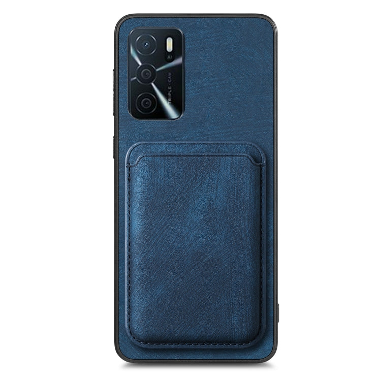 For OPPO A58 4G Retro Leather Card Bag Magnetic Phone Case(Blue) - OPPO Cases by PMC TechLife | Online Shopping South Africa | PMC TechLife | Buy Now Pay Later Mobicred