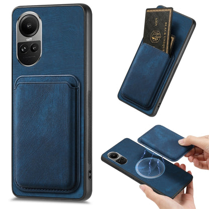 For OPPO Reno10 Pro Global Retro Leather Card Bag Magnetic Phone Case(Blue) - OPPO Cases by PMC Jewellery | Online Shopping South Africa | PMC Jewellery | Buy Now Pay Later Mobicred