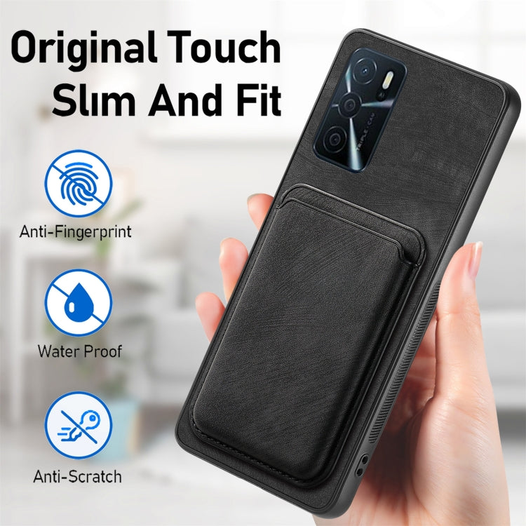 For OPPO A78 4G Retro Leather Card Bag Magnetic Phone Case(Black) - OPPO Cases by PMC TechLife | Online Shopping South Africa | PMC TechLife | Buy Now Pay Later Mobicred