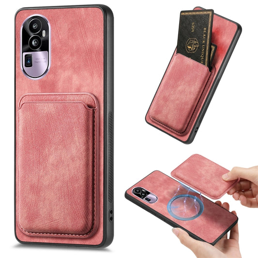 For OPPO Reno10 Pro+ Retro Leather Card Bag Magnetic Phone Case(Pink) - OPPO Cases by PMC Jewellery | Online Shopping South Africa | PMC Jewellery | Buy Now Pay Later Mobicred