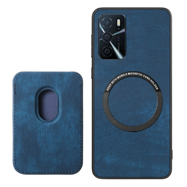 For OPPO A17K Retro Leather Card Bag Magnetic Phone Case(Blue) - OPPO Cases by PMC Jewellery | Online Shopping South Africa | PMC Jewellery | Buy Now Pay Later Mobicred