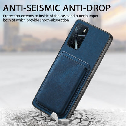 For OPPO A17 Retro Leather Card Bag Magnetic Phone Case(Blue) - OPPO Cases by PMC Jewellery | Online Shopping South Africa | PMC Jewellery | Buy Now Pay Later Mobicred