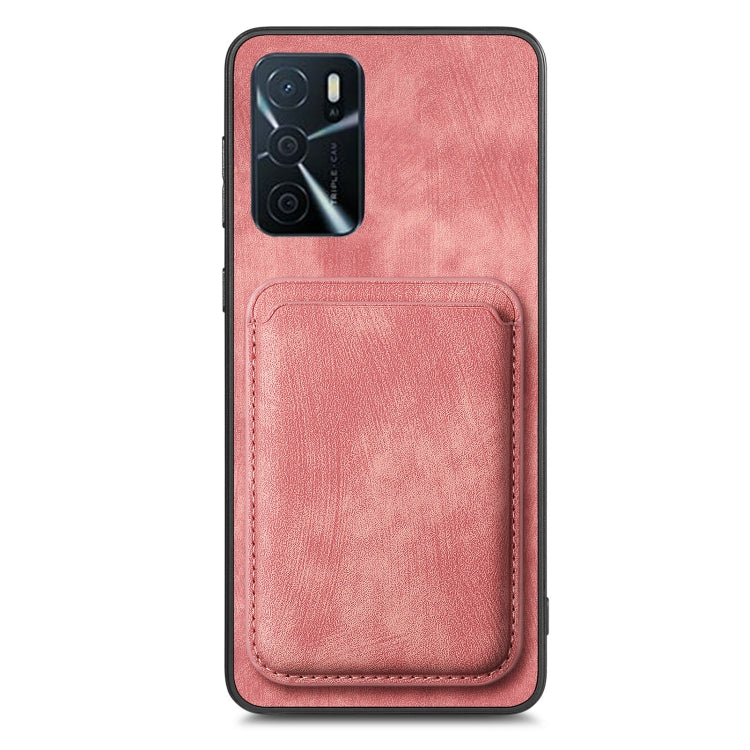 For OPPO A17 Retro Leather Card Bag Magnetic Phone Case(Pink) - OPPO Cases by PMC Jewellery | Online Shopping South Africa | PMC Jewellery | Buy Now Pay Later Mobicred