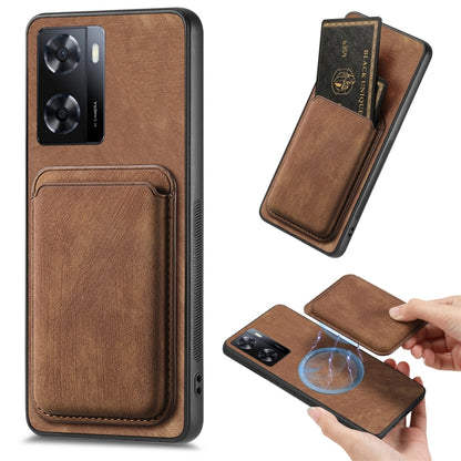 For OPPO A57 4G Retro Leather Card Bag Magnetic Phone Case(Brown) - OPPO Cases by PMC Jewellery | Online Shopping South Africa | PMC Jewellery | Buy Now Pay Later Mobicred