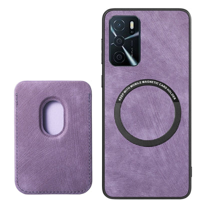 For OPPO A57 4G Retro Leather Card Bag Magnetic Phone Case(Purple) - OPPO Cases by PMC Jewellery | Online Shopping South Africa | PMC Jewellery | Buy Now Pay Later Mobicred