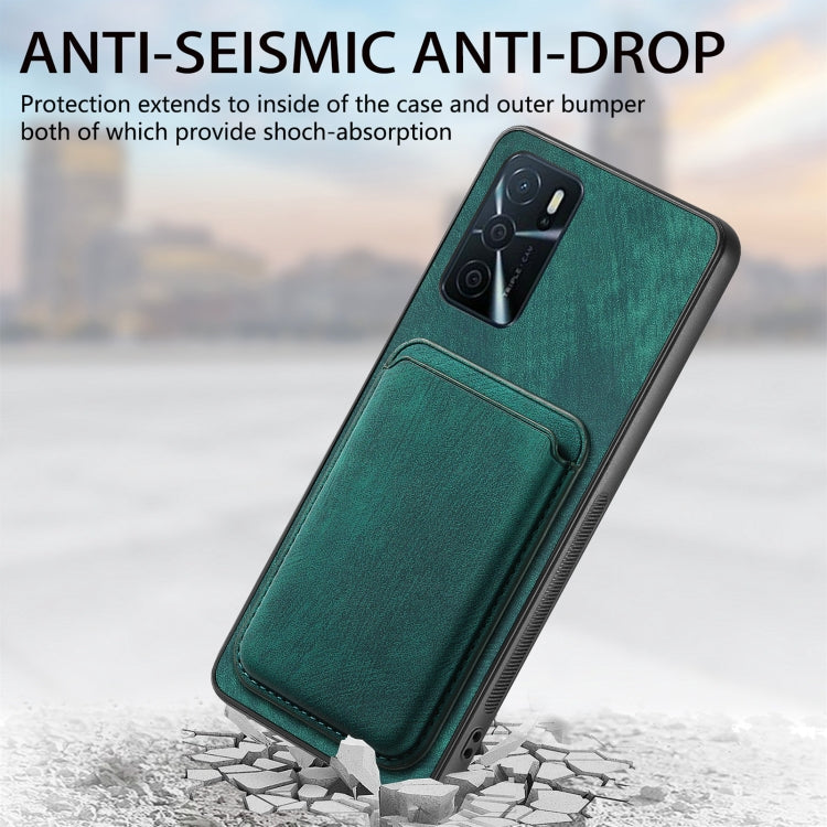 For OPPO Reno7 4G Retro Leather Card Bag Magnetic Phone Case(Green) - OPPO Cases by PMC TechLife | Online Shopping South Africa | PMC TechLife | Buy Now Pay Later Mobicred