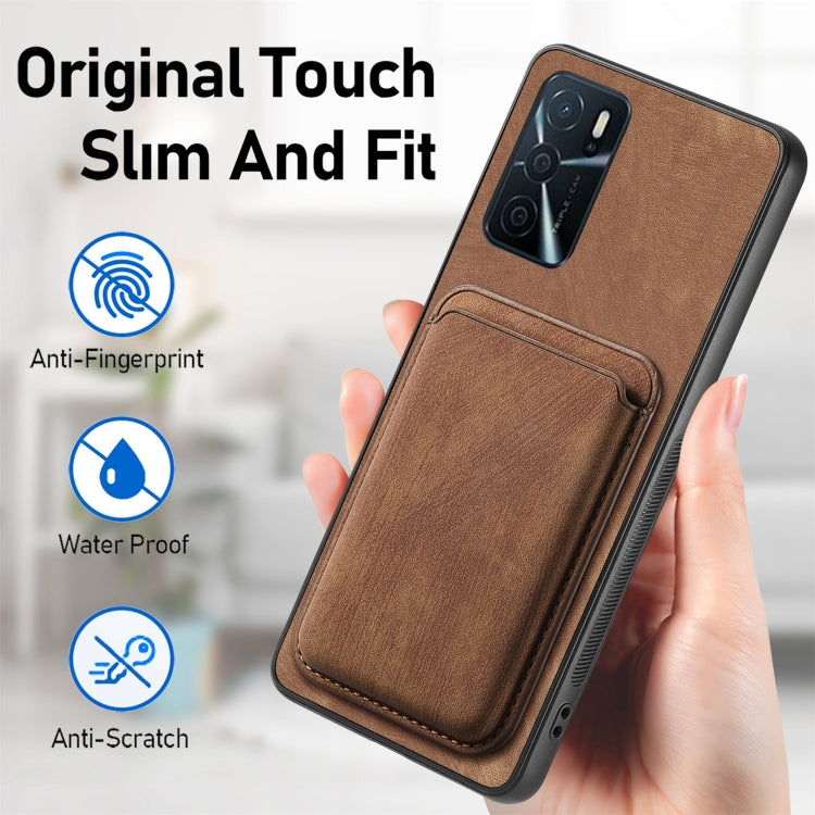 For OPPO Reno7 Pro 5G Retro Leather Card Bag Magnetic Phone Case(Brown) - OPPO Cases by PMC Jewellery | Online Shopping South Africa | PMC Jewellery | Buy Now Pay Later Mobicred