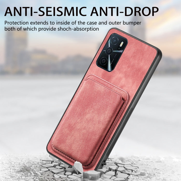 For OPPO Reno7 Pro 5G Retro Leather Card Bag Magnetic Phone Case(Pink) - OPPO Cases by PMC TechLife | Online Shopping South Africa | PMC TechLife | Buy Now Pay Later Mobicred