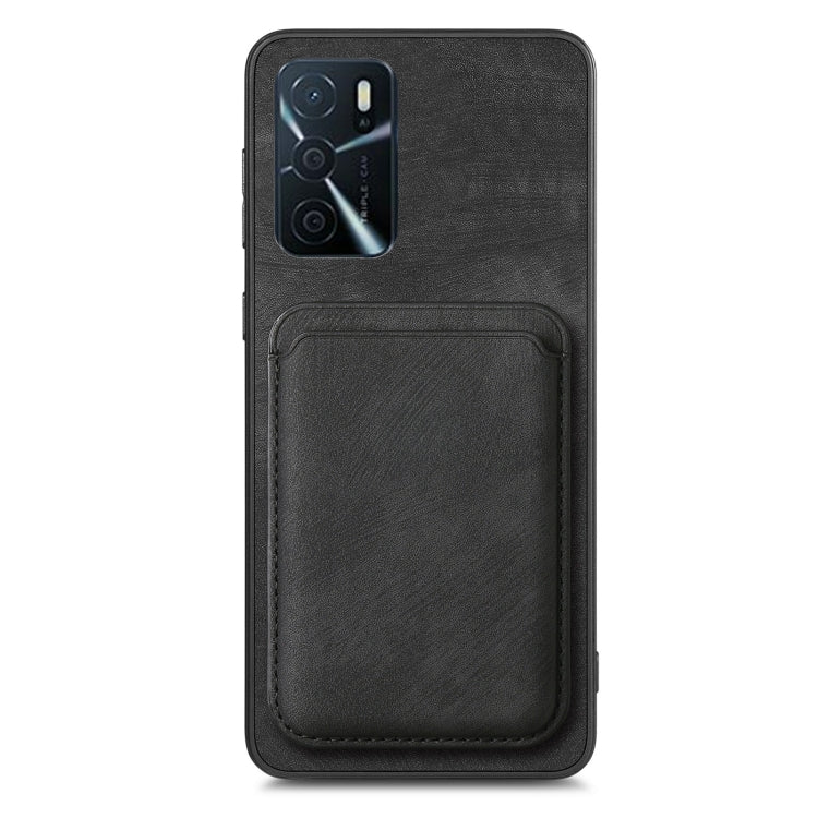 For OPPO Reno7 Pro 5G Retro Leather Card Bag Magnetic Phone Case(Black) - OPPO Cases by PMC TechLife | Online Shopping South Africa | PMC TechLife | Buy Now Pay Later Mobicred