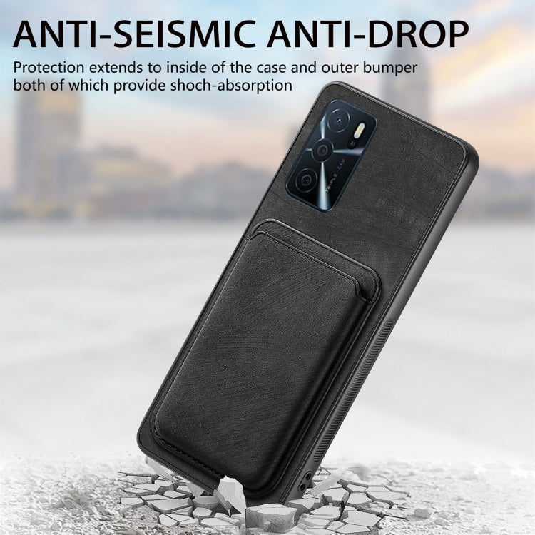 For OPPO Reno7 Pro 5G Retro Leather Card Bag Magnetic Phone Case(Black) - OPPO Cases by PMC TechLife | Online Shopping South Africa | PMC TechLife | Buy Now Pay Later Mobicred